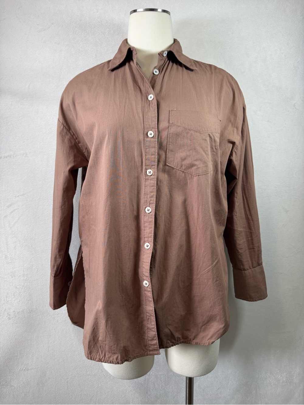 Anthropologie Maeve Oversized Brown Button-Down size xxs fit Medium